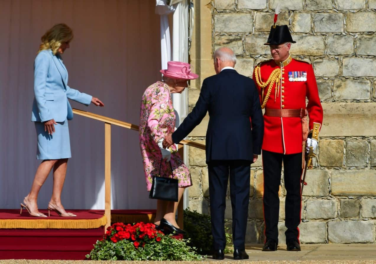 Queen Elizabeth and Joe Biden 