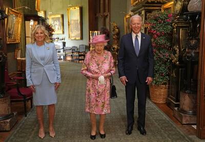 US President Joe Biden and First Lady Jill Biden with Britain's Queen Elizabeth