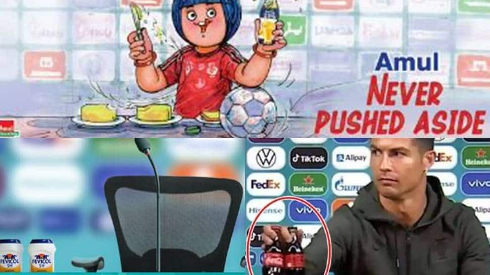 Fevicol Amul Come Up With Hilarious Take On Cristiano Ronaldo Removing Soda Bottle Event See Here Viral News Zee News