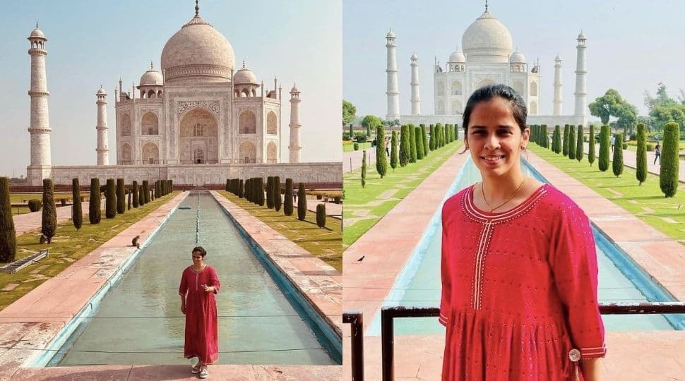 Saina spent about 2 hours in the Taj Mahal. Saina looked very excited while visiting the Taj Mahal.