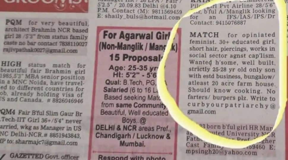 Viral matrimonial ad for opinionated feminist with short hair, piercings: Know the truth behind it