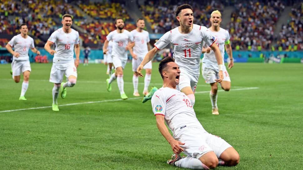 Switzerland's Mario Gavranovic after scoring the equaliser against France in the UEFA Euro 2020 round clash. (Source: Twitter)