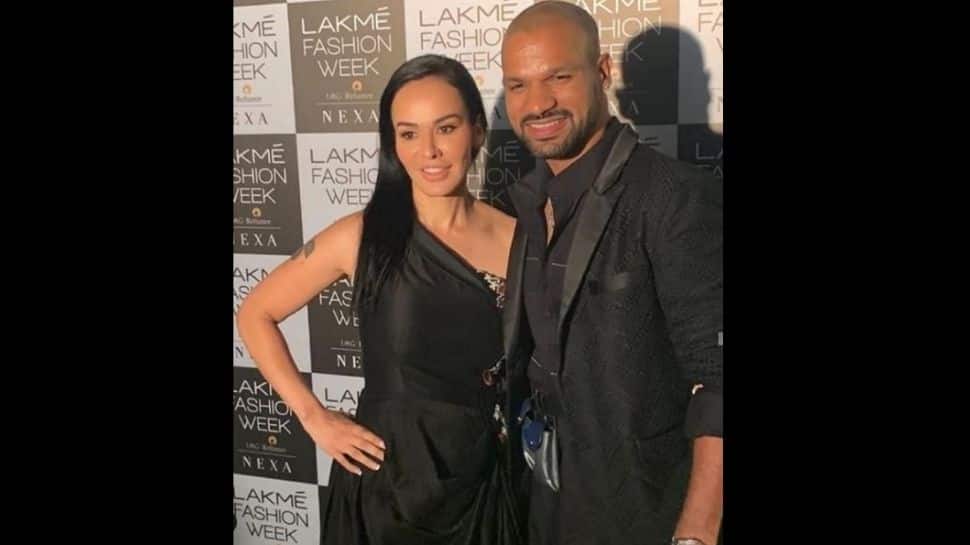 Shikhar Dhawan with wife Aesha at a Lakme Fashion Week event. Aesha is an Australia-based Amateur boxer born in a Bengali family. (Source: Instagram)