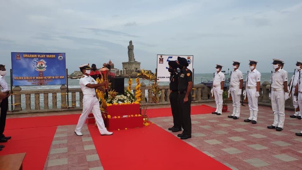 ‘Swarnim Vijay Mashal’ reaches India’s southern-most tip Kanyakumari, 1971 War veterans honored