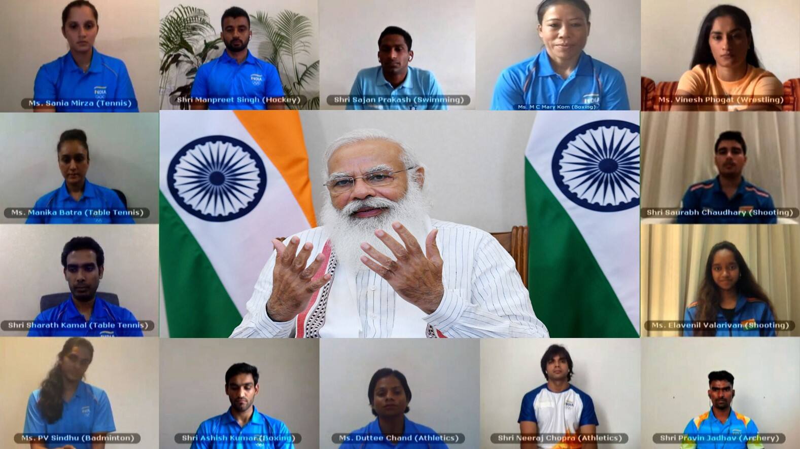 PM Modi during interaction with Indian athletes