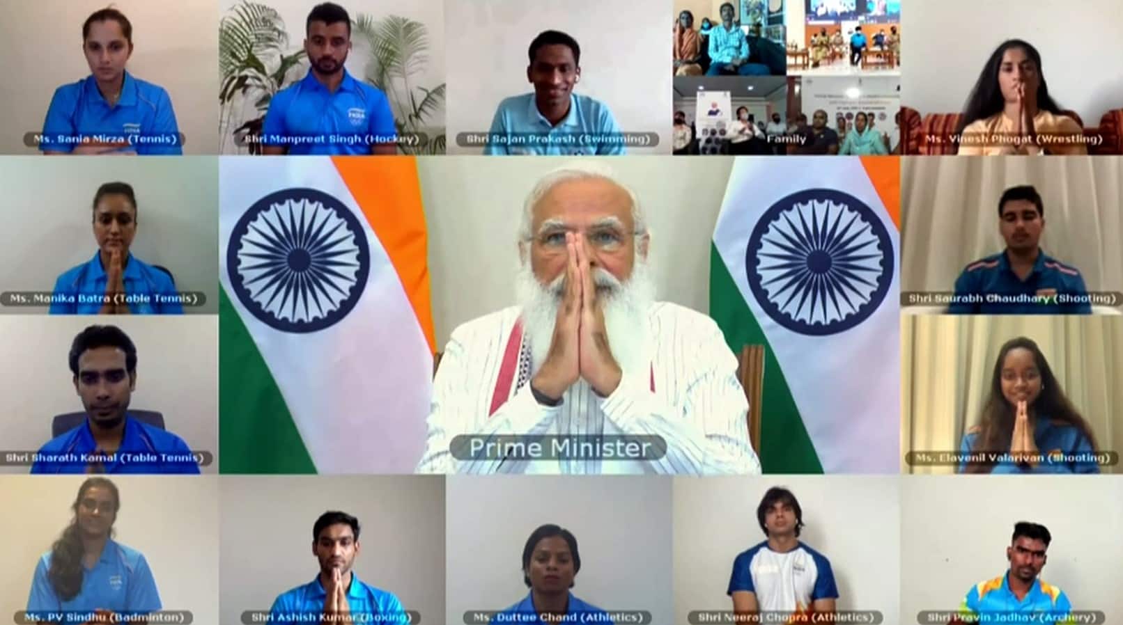 PM Narendra Modi interacts with Indian athletes' contingent bound for upcoming Tokyo Olympics