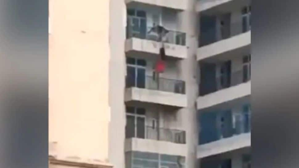 Woman in Ghaziabad highrise clings on to husband&#039;s hands before falling from ninth floor, horrific visuals go viral