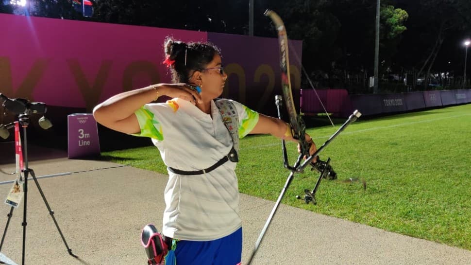 Archer Deepika Kumari trains at archery venue in Yumenoshima Park near Tokyo. It is a green space that hosts a cluster of sports facilities in the southeast of the city in a region called Koto. (Source: Twitter)