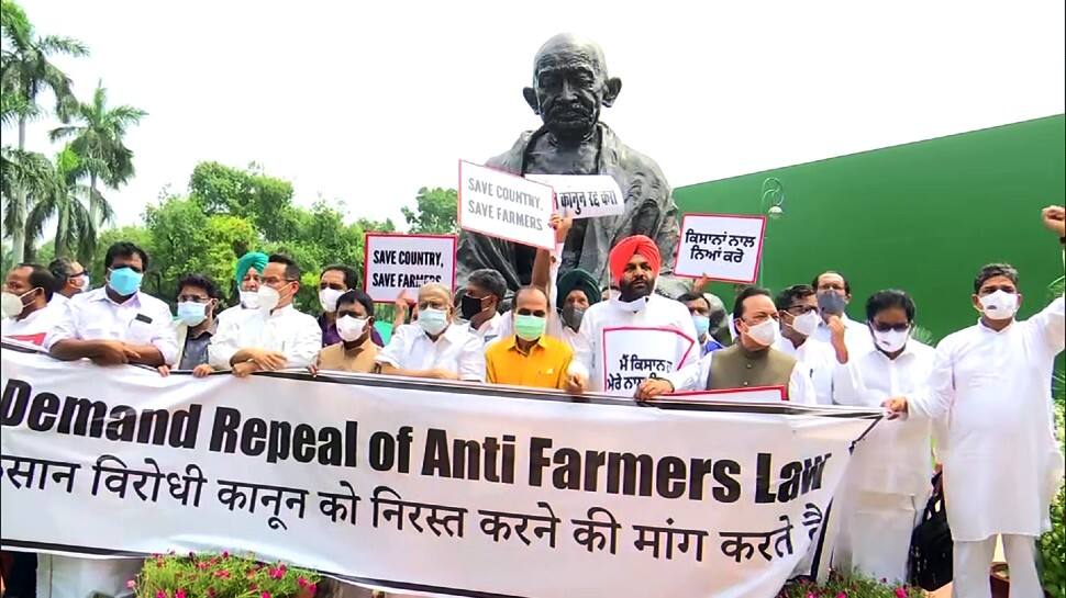 Congress MPs to protest in front of Gandhi&#039;s statue in Parliament over farmers agitation, Pegasus issue