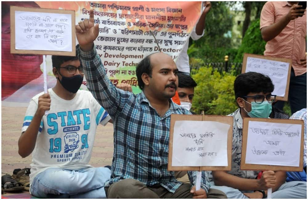 TMCP protested against the unemployment issue in Kolkata.