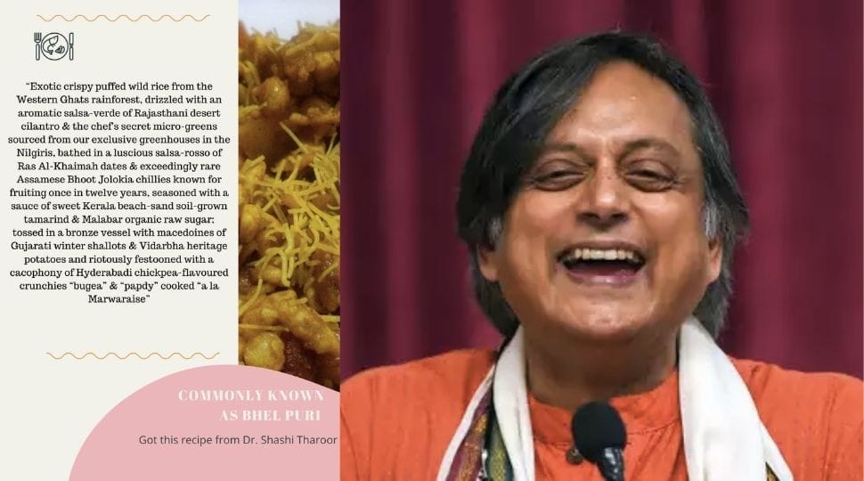 Shashi Tharoor explains Bhelpuri! Amusing Twitter post goes viral