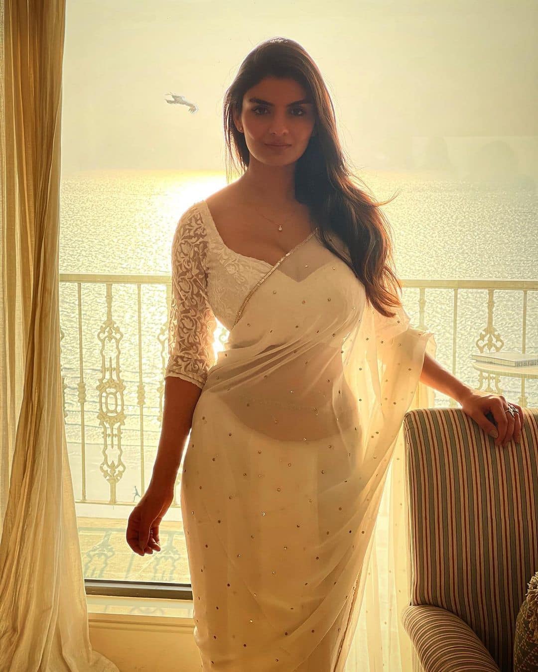 Anveshi sizzles in a white saree