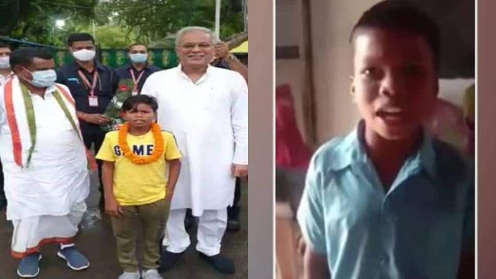 Popular &#039;Bachpan Ka Pyaar&#039; singer Sahadev felicitated by Chhattisgarh CM Bhupesh Baghel - Watch