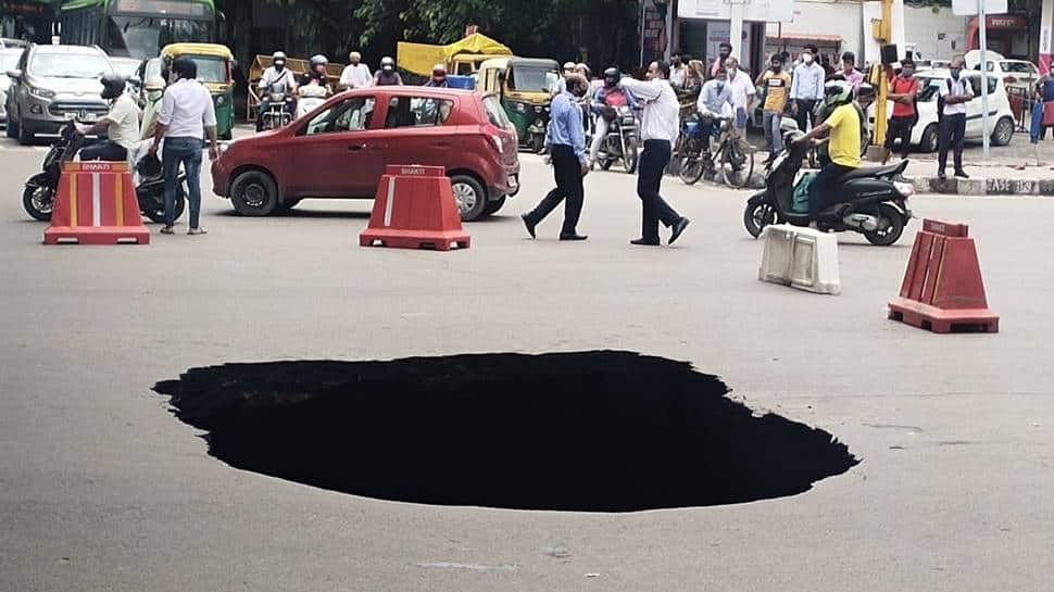 Delhi road caves in 