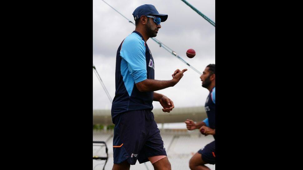 Off-spinner Ravichandran Ashwin prepares to bowl during training at Trent Bridge in Nottingham. (Source: Twitter)