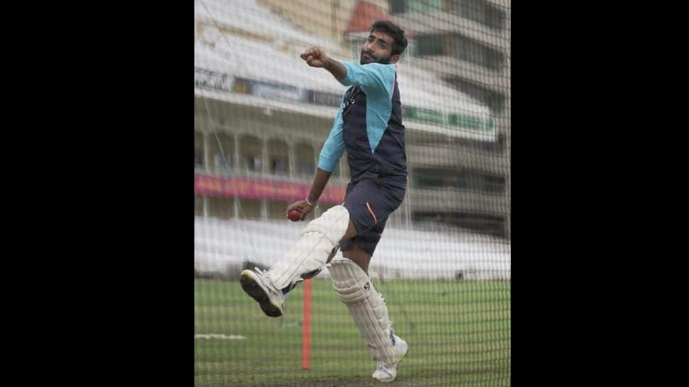 Indian paceman Jasprit Bumrah bowls in the nets at Trent Bridge in Nottingham with his pads on ahead of the first Test. (Photo: BCCI)