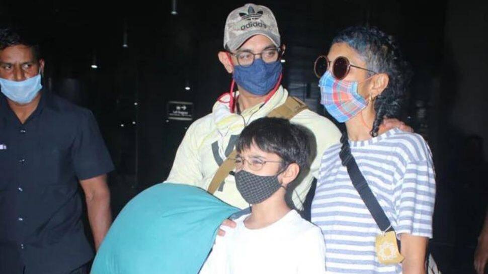 Aamir Khan returns to Mumbai with wife Kiran Rao and son Azad post Laal Singh Chaddha’s shoot!