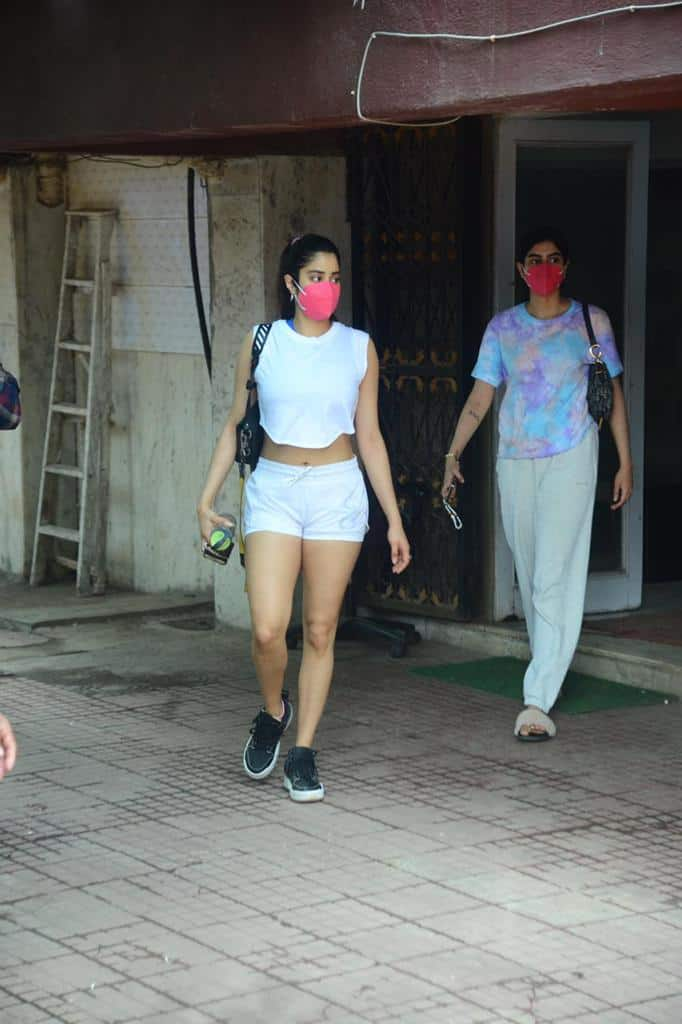 Janhvi Kapoor wears white crop top and shorts