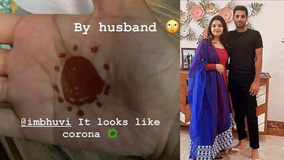 Bhuvneshwar Kumar gets trolled by wife for ‘corona’ mehndi design – Check out