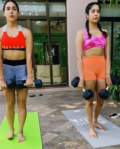 Sara Ali Khan works out with Janhvi Kapoor