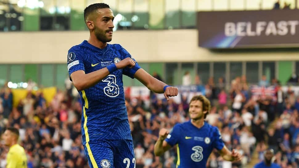 Chelsea's Hakim Ziyech put his side in front against Villareal in the UEFA Super Cup match in Belfast. (Source: Twitter)