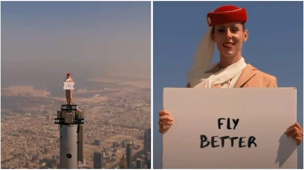 ‘On top of the world’ literally! Woman stands on tip of Burj Khalifa in Emirates ad, check out BTS