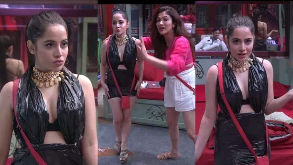 Bigg Boss OTT: Nominated contestant Urfi Javed goes a notch higher, creates dress out of garbage bags!