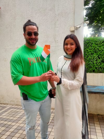 Jasmin Bhasin and Aly Goni clicked on I-Day