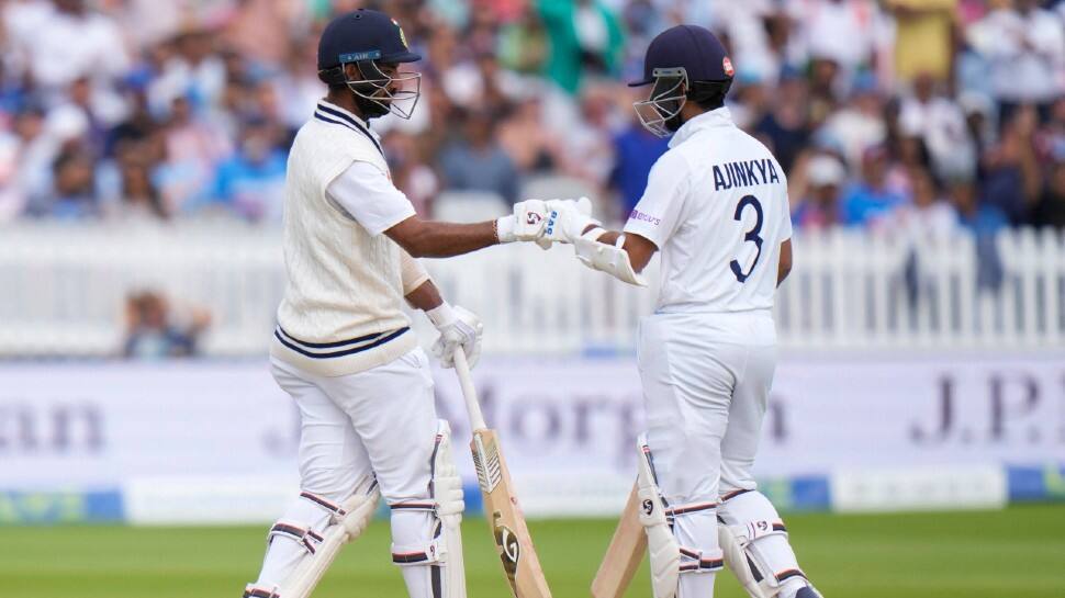 India's Cheteshwar Pujara (left) and Ajinkya Rahane put on 100 runs for the fourth wicket on Day 4 of the second Test against England at Lord's. (Photo: PTI)