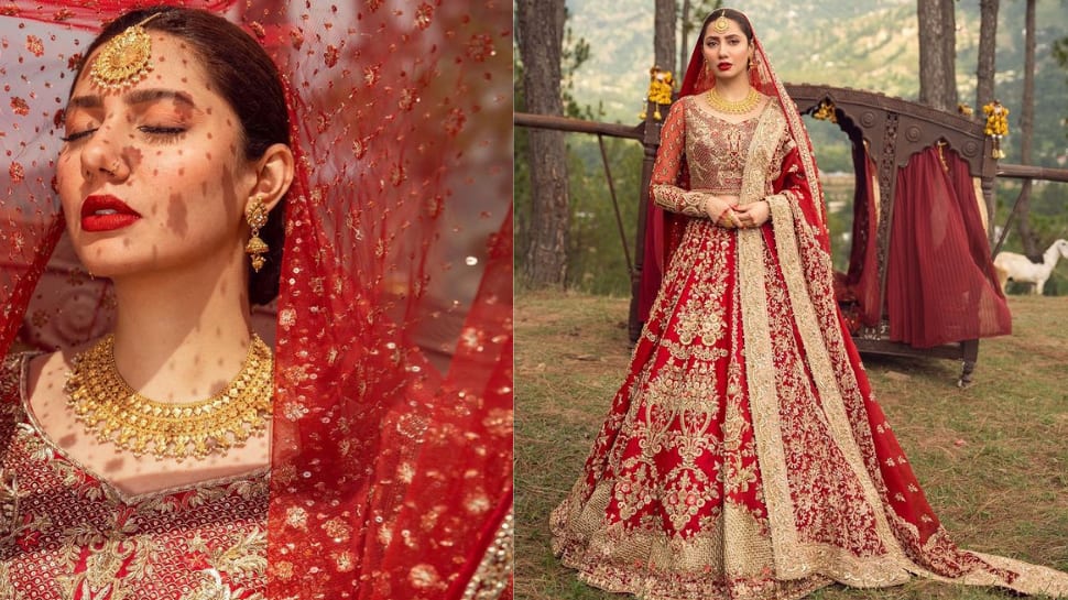 Mahira Khan looks magical in red lehenga