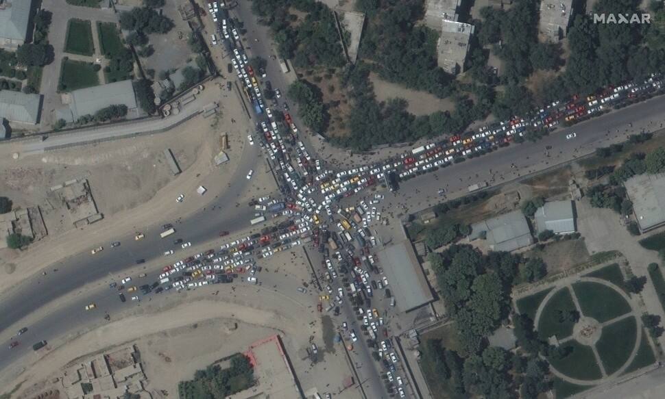 Traffic jam near Kabul airport