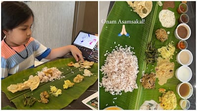 Ziva Dhoni enjoying Onam Sadhya