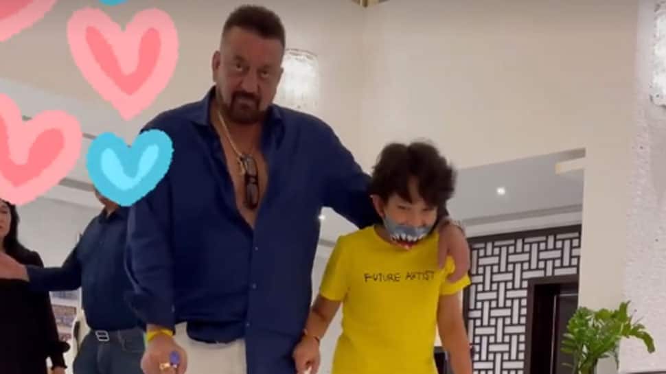 Sanjay Dutt walks arm-in-arm with son Shahraan in this cute video made by Maanayata Dutt - Watch