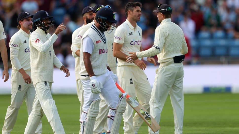 Indian's Cheteshwar Pujara walks back early after edging James Anderson to the keeper on Day 1 of the third Test at Leeds. (Photo: Reuters)