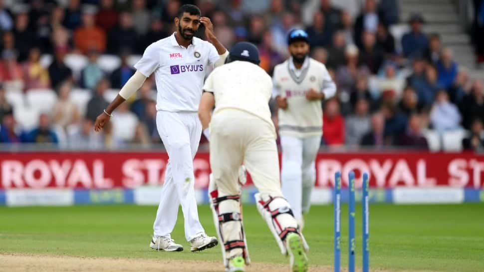 India's Jasprit Bumrah reacts after dismissing England centurion Joe Root on Day 2 of the third Test at Headingley in Leeds. (Photo: ANI)