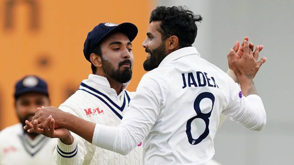 Indian all-rounder Ravindra Jadeja celebrates after dismissing Haseeb Hameed of England on Day 2 of the third Test at Headingley in Leeds. (Photo: PTI)