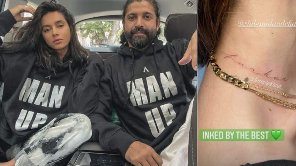 On her birthday, Shibani Dandekar inks boyfriend Farhan Akhtar&#039;s name on her neck! - See pic