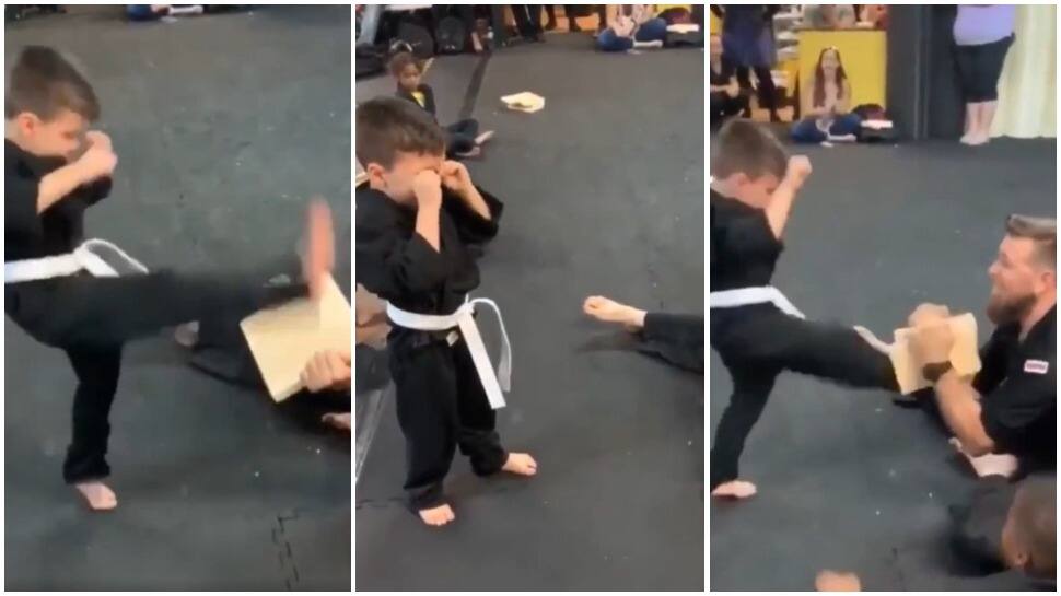 Need some positivity? Watch this &#039;karate kid&#039; not give up on his task with &#039;help&#039; from instructor