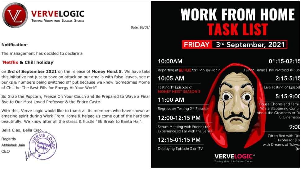 Watch Money Heist and chill! Jaipur based firm's awesome offer for its employees