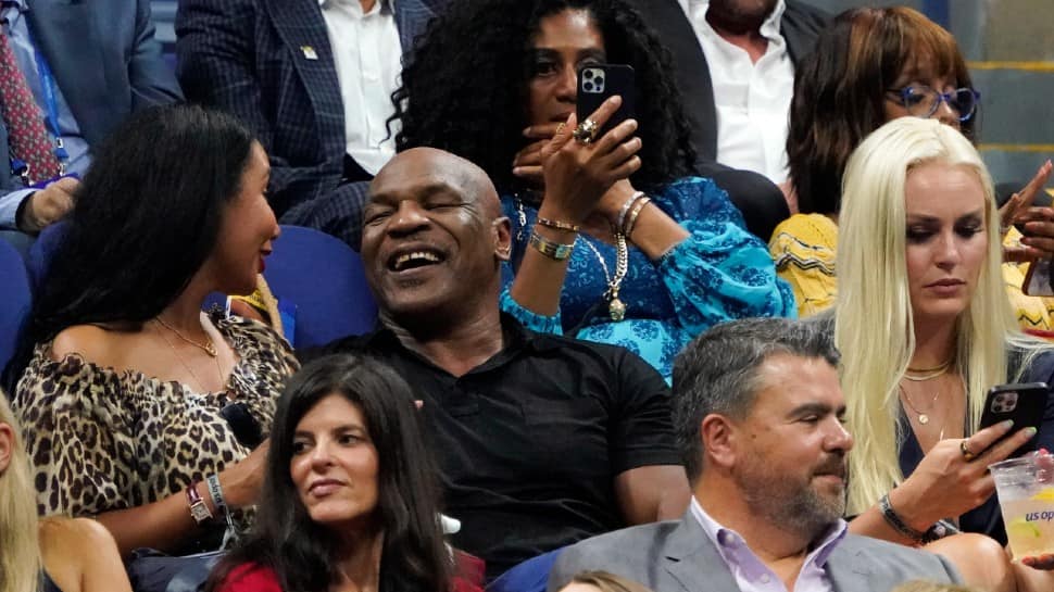 Former boxer Mike Tyson (center) and skier Lindsey Vonn (right) attend the first round of the US Open 2021 in New York. (Photo: PTI)