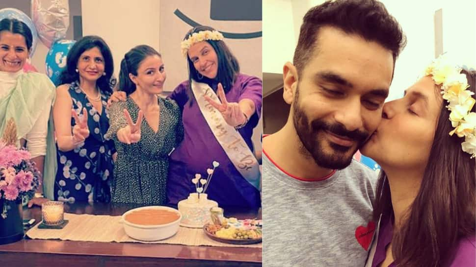 Neha Dhupia gets the ‘sweetest’ baby shower surprise, Soha Ali Khan and hubby Angad Bedi are part of it - In Pics