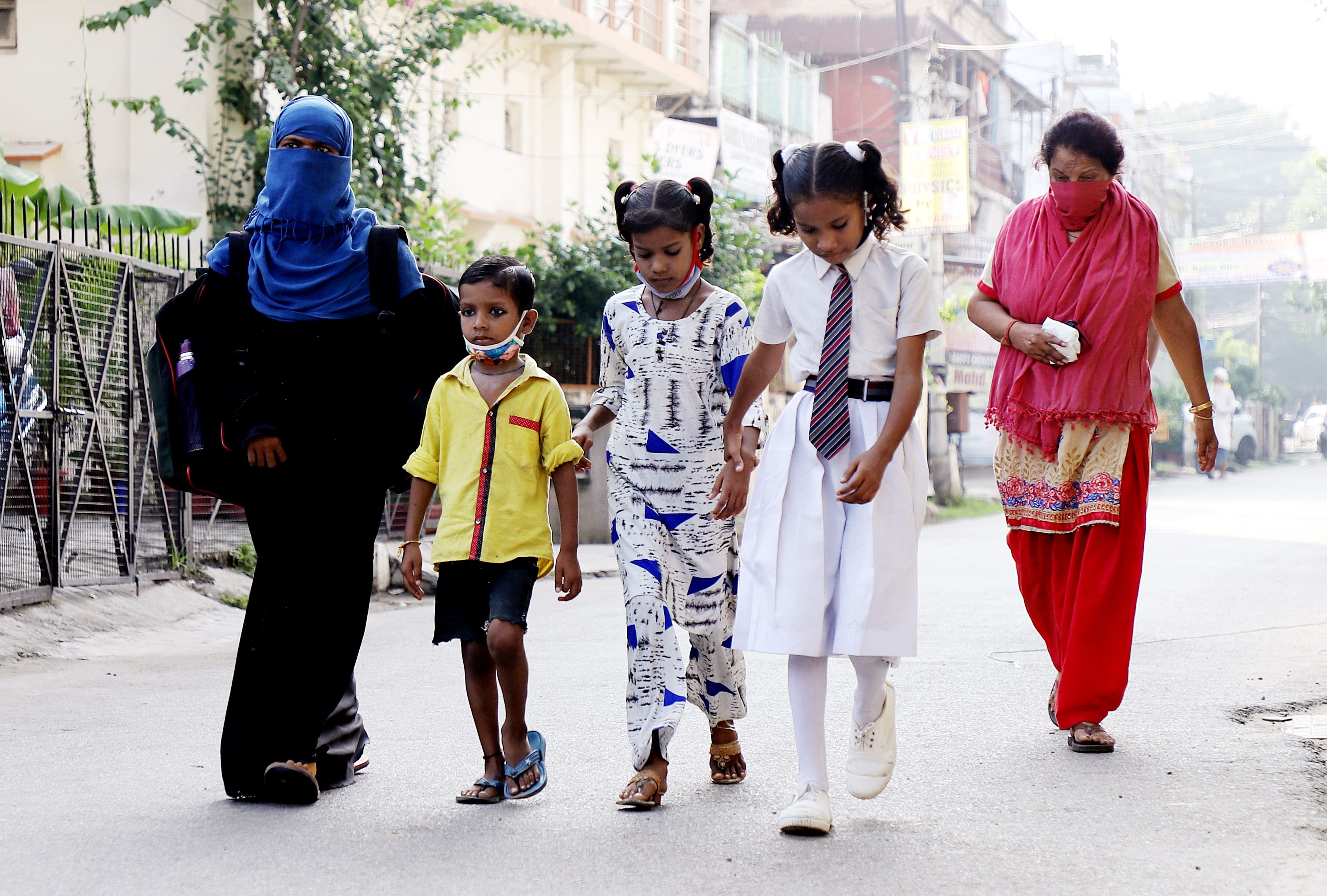 Students on their way to schools in UP