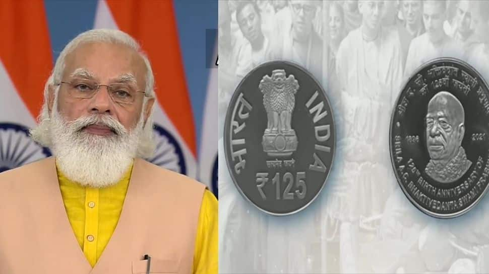 PM Narendra Modi releases commemorative Rs 125 coin to mark ISKCON founder&#039;s 125th birth anniversary