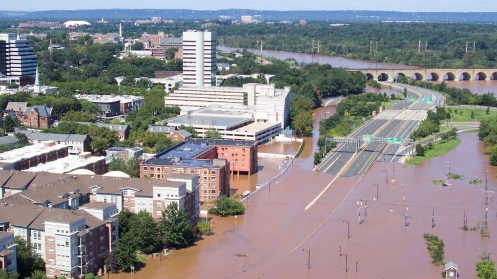 Roads covered in floodwaters