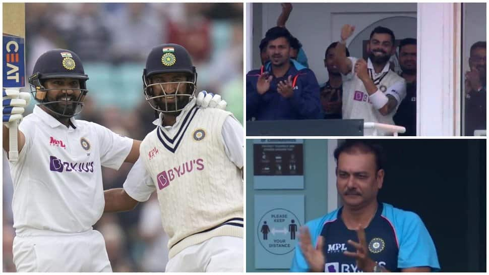 Rohit Sharma&#039;s ton pump up the dressing room atmosphere, see how Virat Kohli and Ravi Shastri celebrated - WATCH video