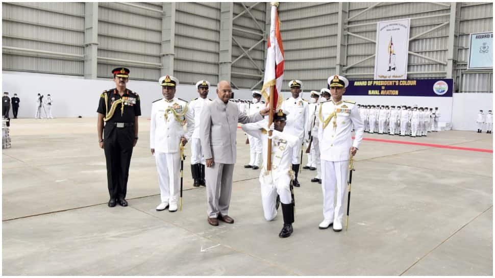 Indian Naval Aviation receives prestigious President&#039;s Colour in Goa