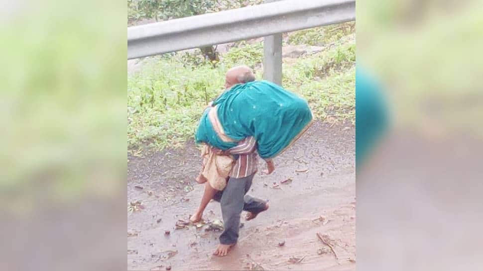Maharashtra: Man carries ailing wife to hospital as landslide blocks roads, she dies on way