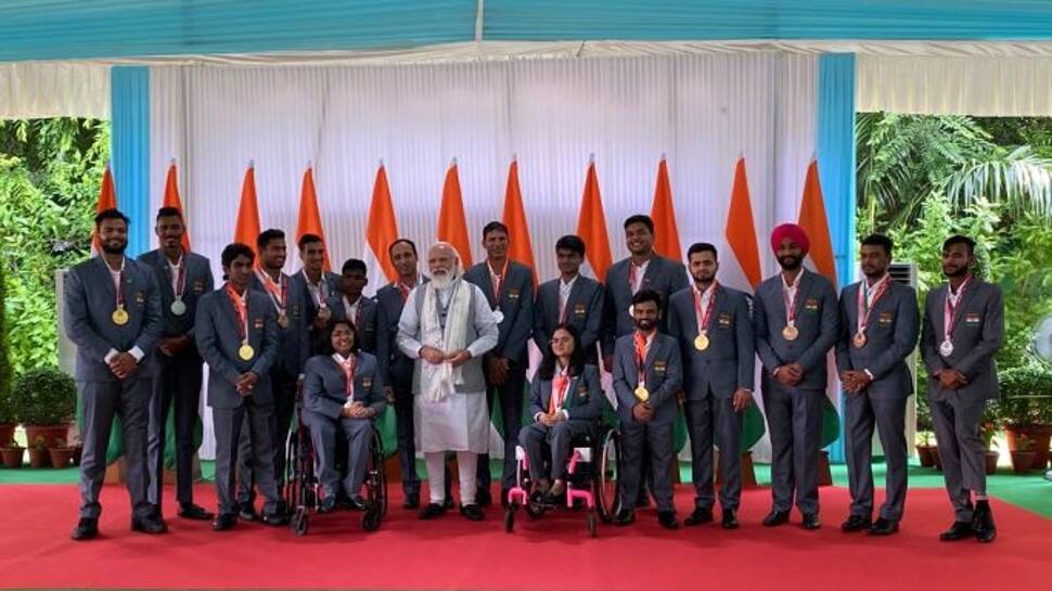 PM Narendra Modi celebrates Indian Paralympic success Prime Minister Narendra Modi hosting the Indian Paralympics contingent who returned from Tokyo with a record medals haul. (Photo: ANI)
