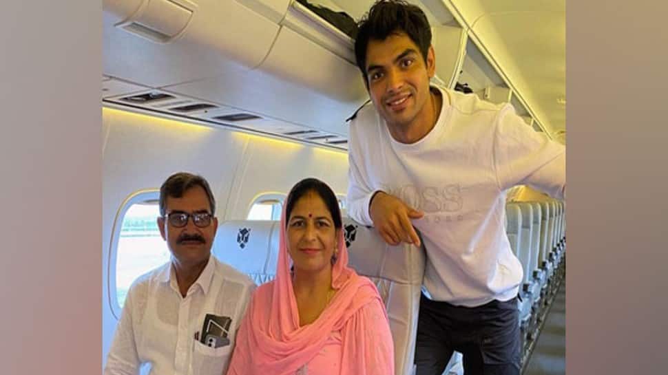 Neeraj Chopra fulfills his ‘small dream’ as he takes his parents on their first flight – see pics
