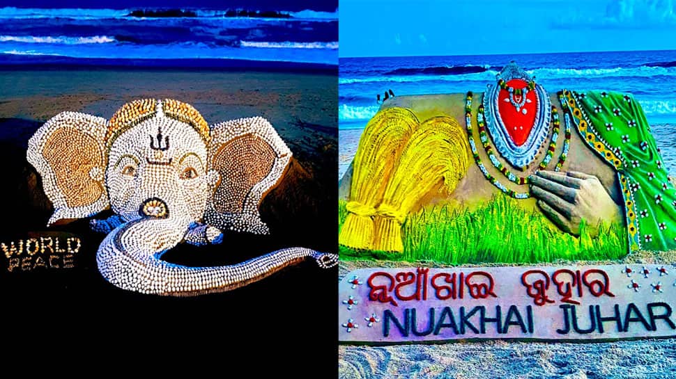 Sudarsan Pattnaik wishes Nuakhai Juhar and Ganesh Chaturthi, shares breathtaking sand art creations - In Pics